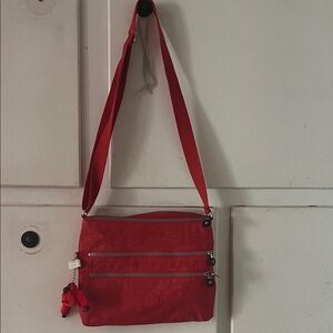 Kipling Red Crossbody Bag with Zipper Front Pockets